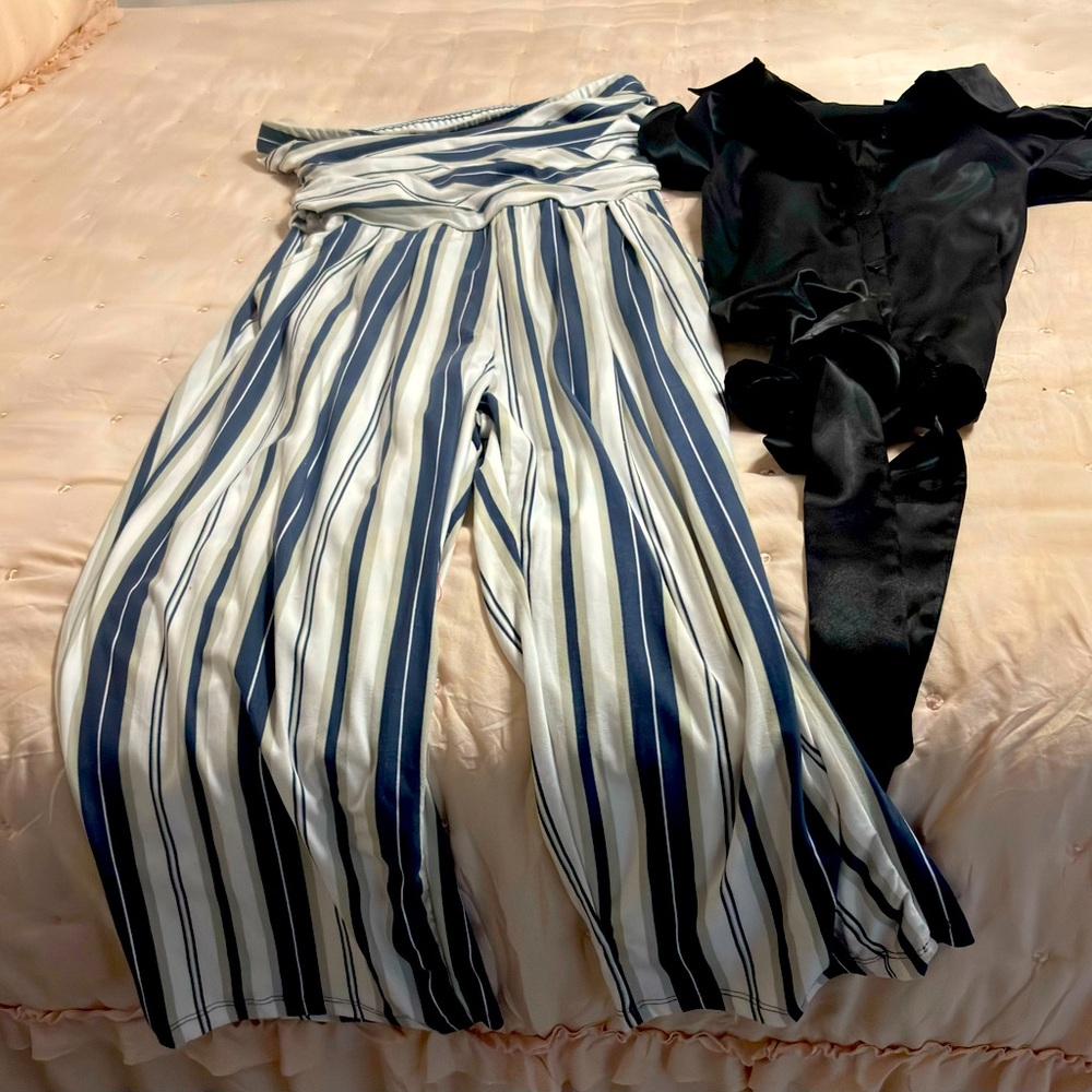 Striped Wide-Leg Jumpsuit and a Black Top